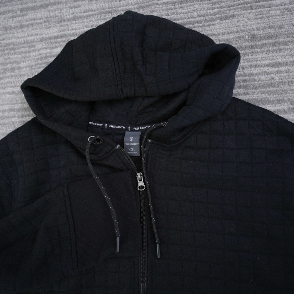 Free Country Hoodie Women Full Zip Black Solid Ultrafill Fleece Drawstring 2XL